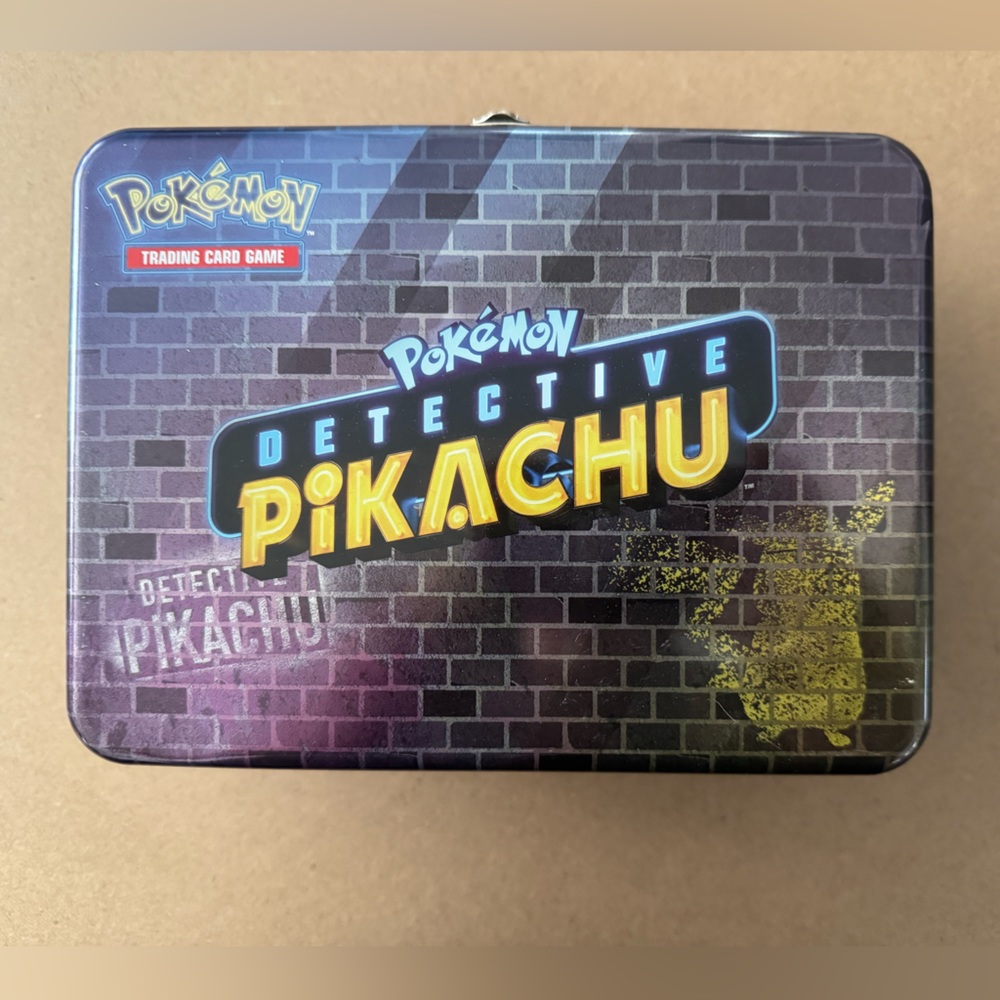 Pokemon TCG Detective Pikachu Collectors Chest Tin Lunch Box EMPTY TIN